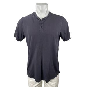 Graham & Spencer Velvet Fulton Short Sleeve Round Neck Henley T-Shirt Top Size L